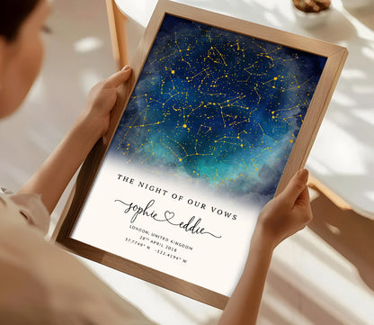 Personalised Star Map Gift – Custom Night Sky Constellation Poster | Anniversary Gift