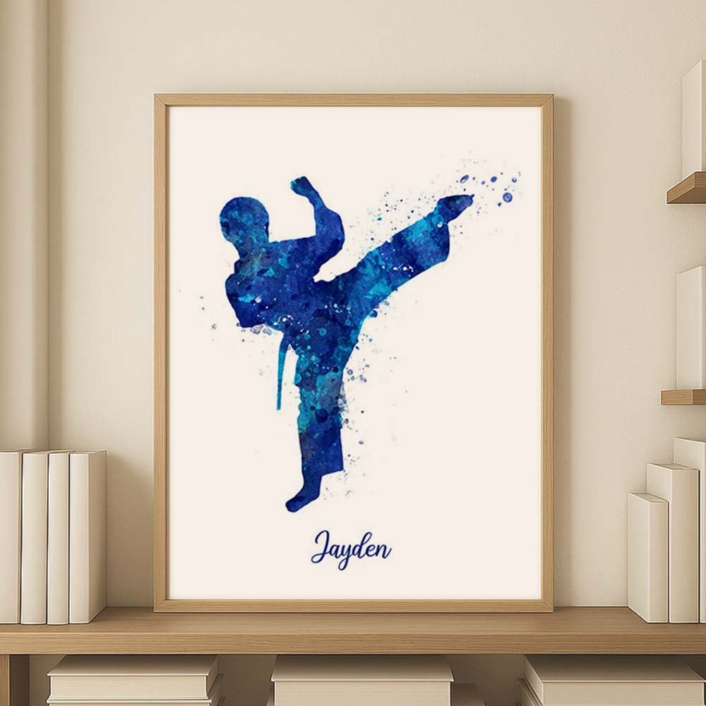 Personalised Taekwondo Boy Wall Art Print | Martial Arts Gift for Kids