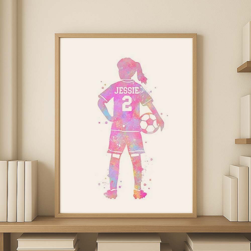 Personalised Girls Football Wall Art