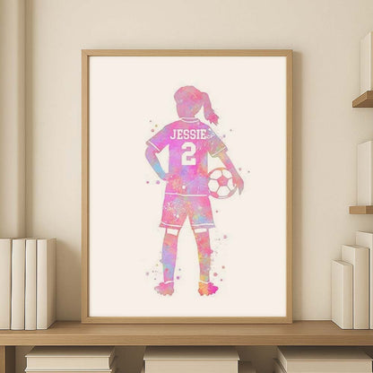 Personalised Girls Football Wall Art