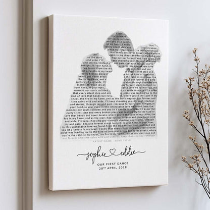 Personalised Song Lyrics Silhouette Print – First Dance Anniversary Gift for Couple