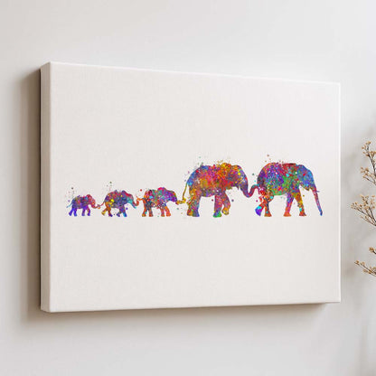 Personalised Elephant Family Print – Custom Watercolor Animal Wall Art