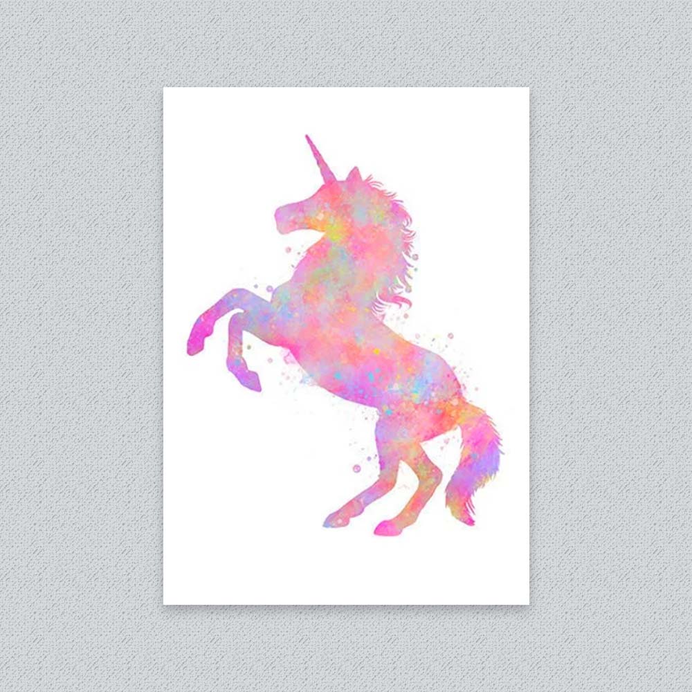 Unicorn Watercolour Wall Art Print – Pink Fantasy Nursery Decor