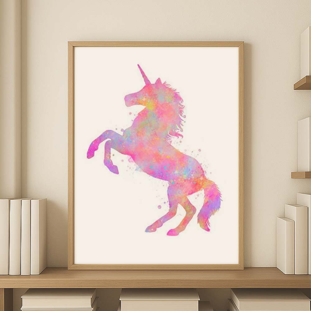 Unicorn Watercolour Wall Art Print – Pink Fantasy Nursery Decor