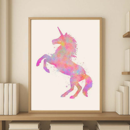 Unicorn Watercolour Wall Art Print – Pink Fantasy Nursery Decor
