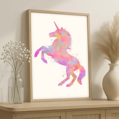 Unicorn Watercolour Wall Art Print – Pink Fantasy Nursery Decor