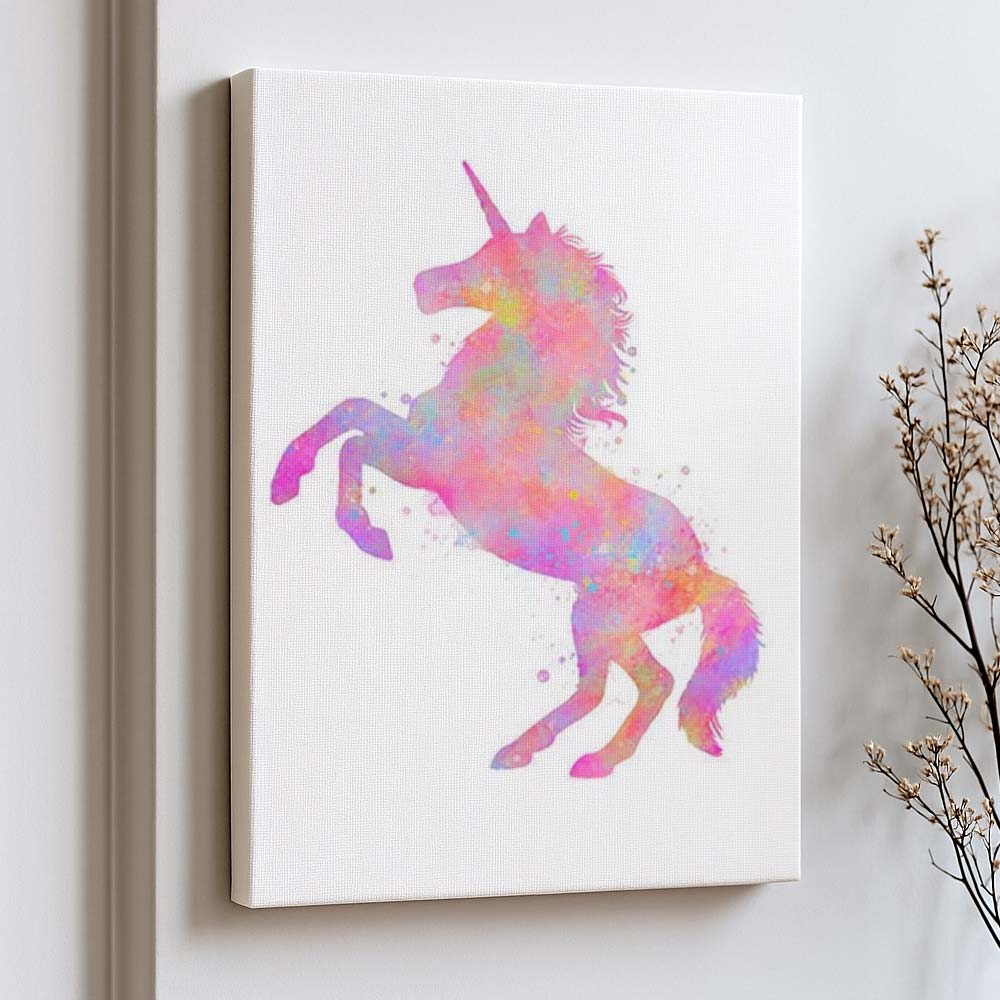 Unicorn Watercolour Wall Art Print – Pink Fantasy Nursery Decor
