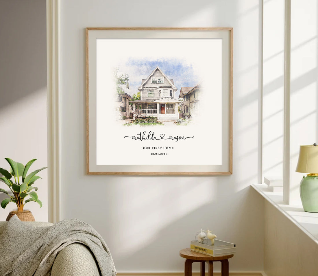 Custom Watercolour House Portrait Print – Our First Home Gift