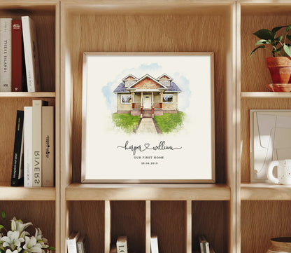 Custom Watercolour House Portrait Print – Our First Home Gift