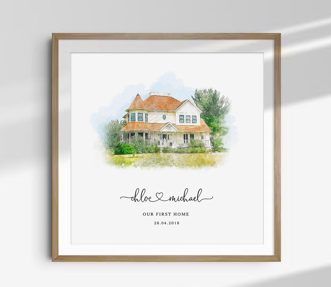 Custom Watercolour House Portrait Print – Our First Home Gift