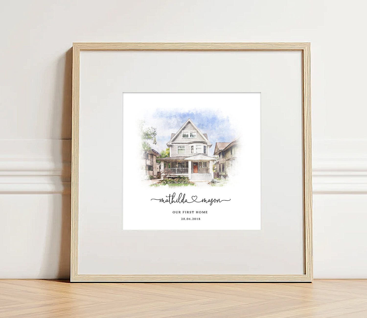 Custom Watercolour House Portrait Print – Our First Home Gift
