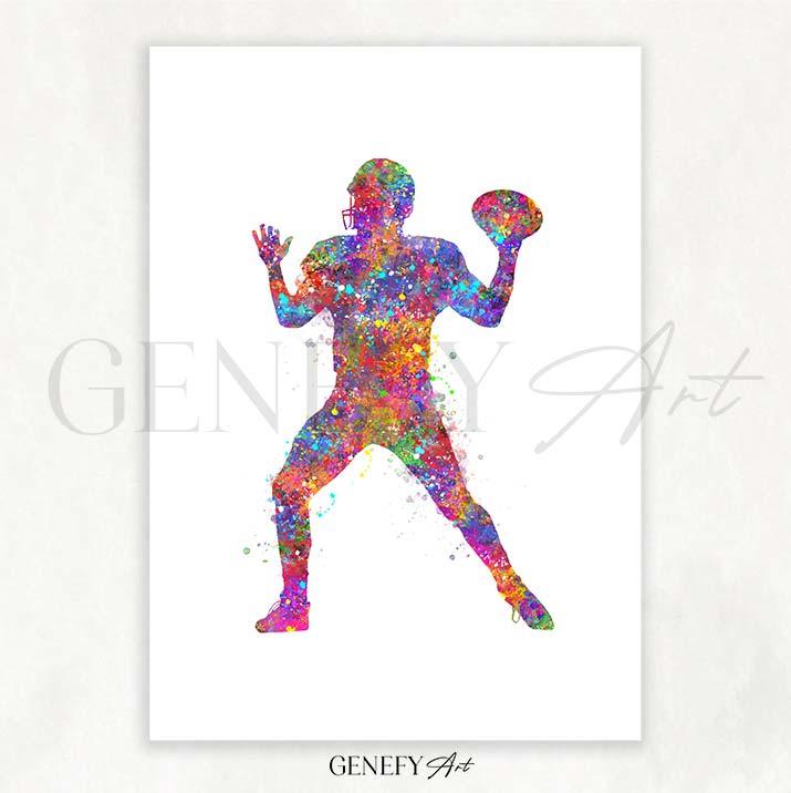 American Football Watercolour Print - Genefy Art