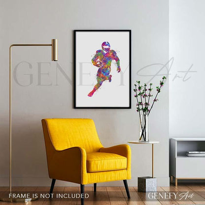 American Football Watercolour Print - Genefy Art