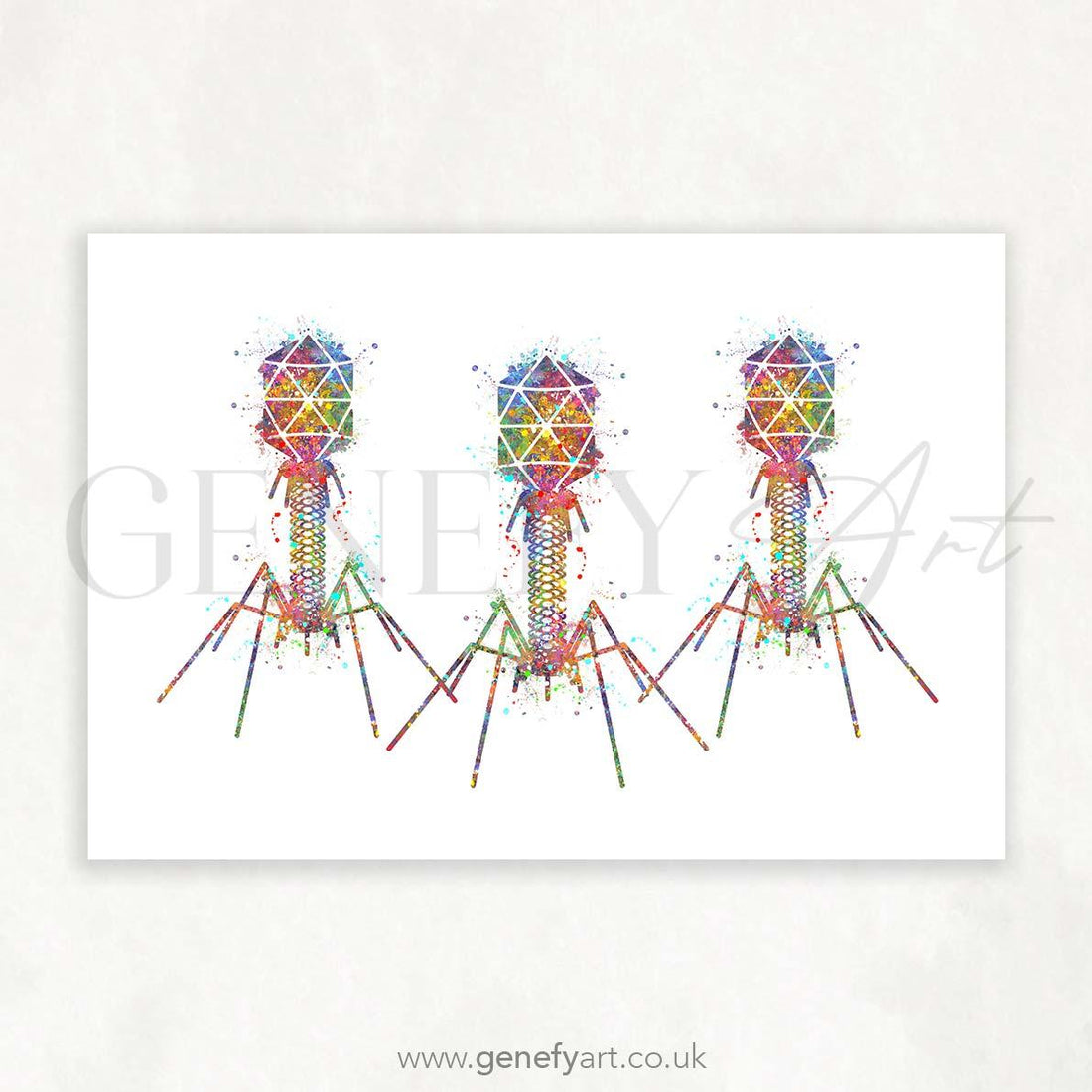 Bacteriophage Watercolour Art Print - Genefy Art