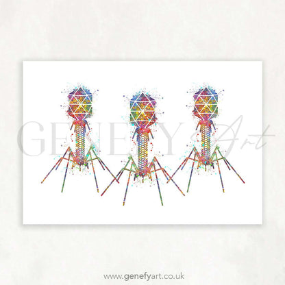 Bacteriophage Watercolour Art Print - Genefy Art