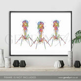 Bacteriophage Watercolour Art Print - Genefy Art