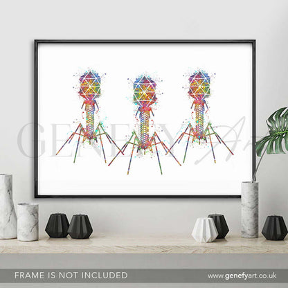 Bacteriophage Watercolour Art Print - Genefy Art
