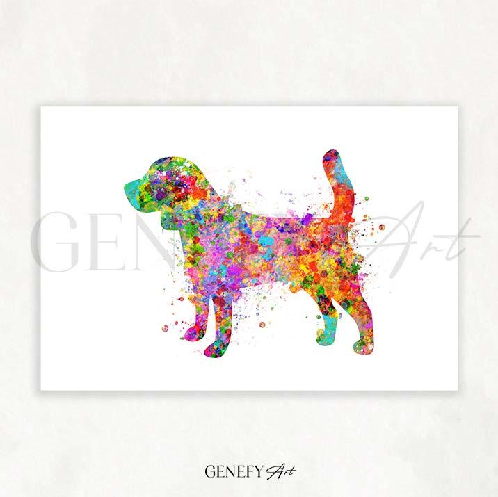 Beagle Watercolour Art Print - Genefy Art