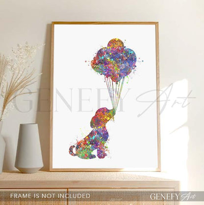 Beagle and Balloons Watercolour Print - Genefy Art