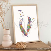 Birds Feather Watercolour Print - Genefy Art