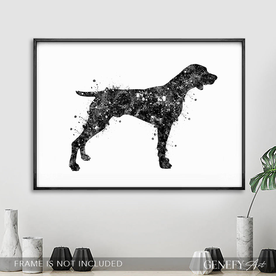 German Shorthaired Pointer Black and White Art Print
