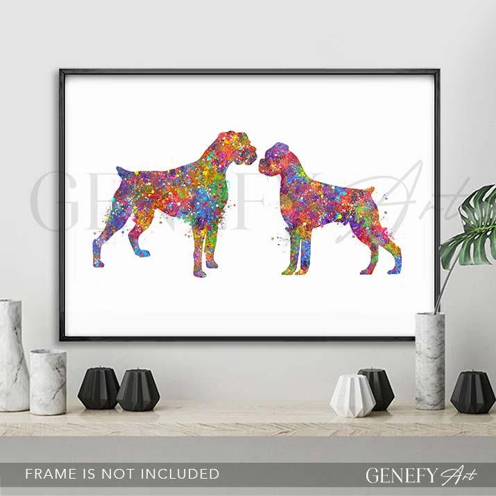 Boxer Couple Watercolour Print - Genefy Art