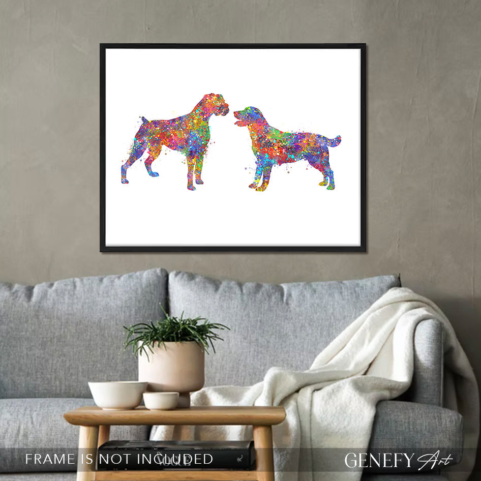 Boxer and Labrador Watercolour Print
