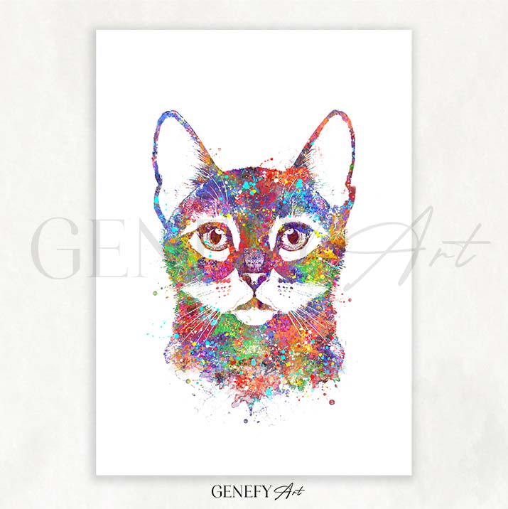 Cat Portrait Watercolour Print - Genefy Art