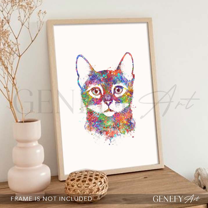 Cat Portrait Watercolour Print - Genefy Art