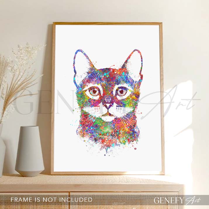 Cat Portrait Watercolour Print - Genefy Art