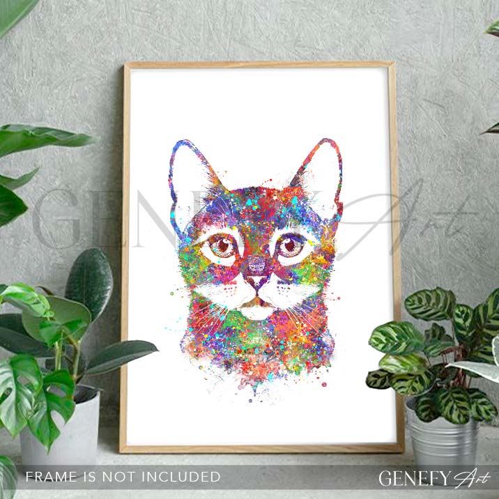 Cat Portrait Watercolour Print - Genefy Art