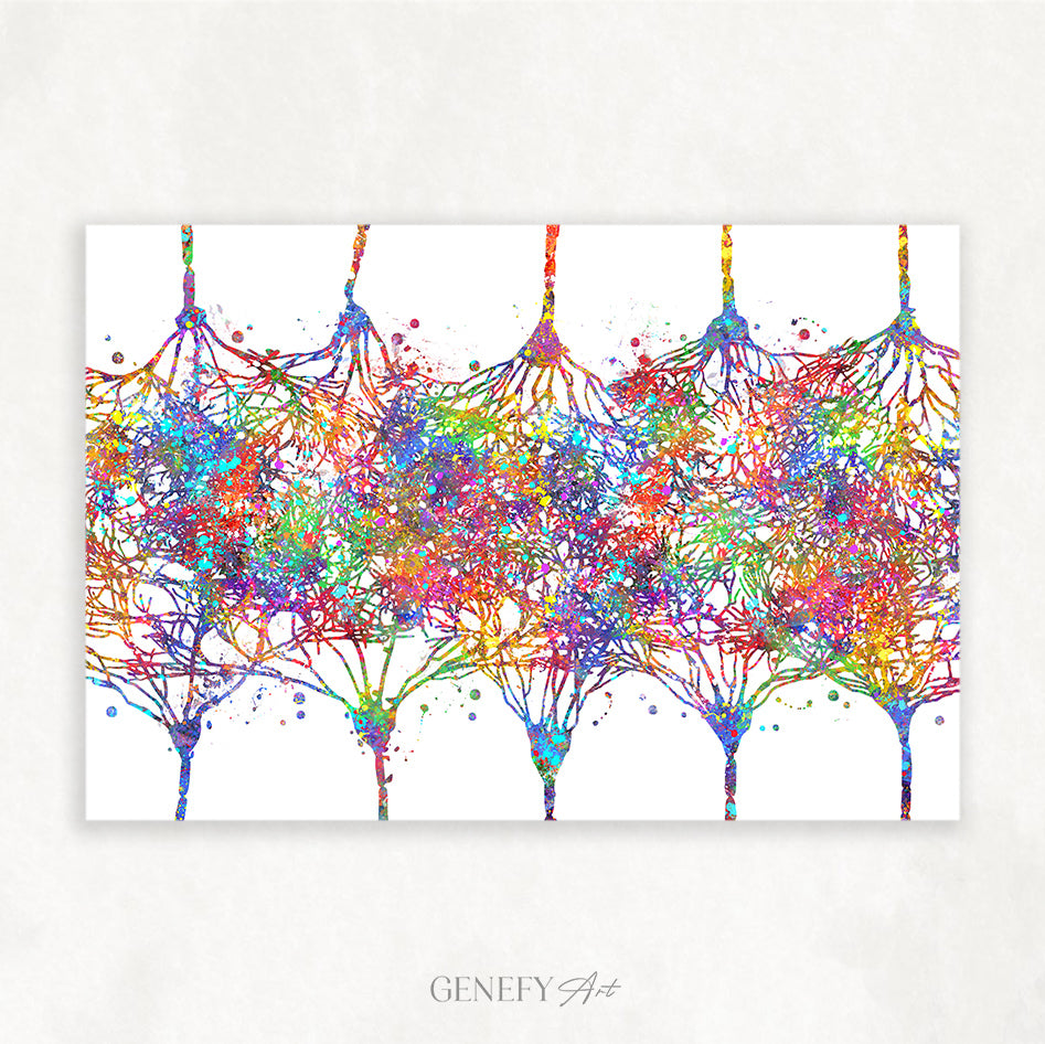 Cortical Neuron Watercolour Print - Genefy Art