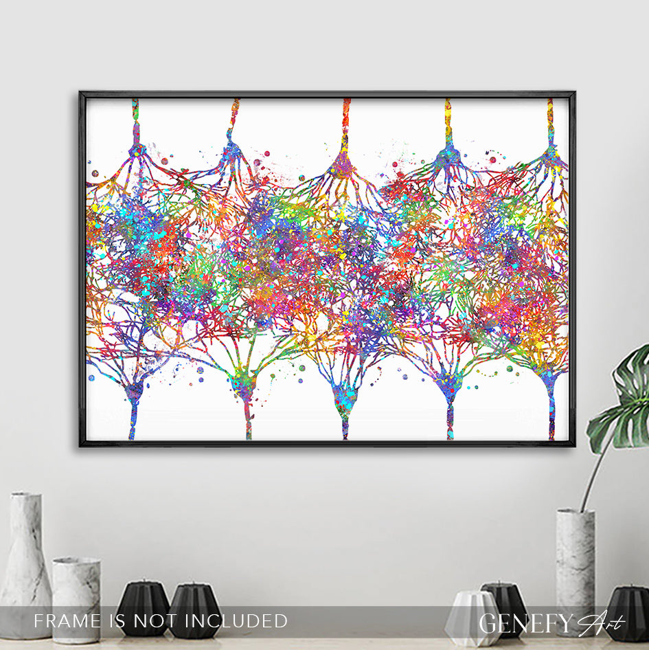 Cortical Neuron Watercolour Print - Genefy Art