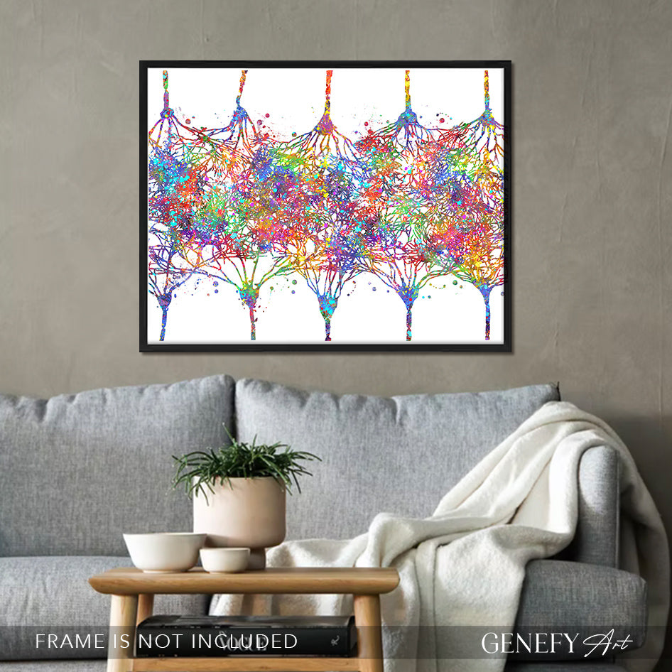 Cortical Neuron Watercolour Print - Genefy Art