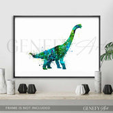 Dinosaur Brachiosaurus Watercolour Print - Genefy Art