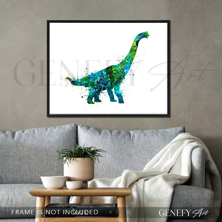 Dinosaur Brachiosaurus Watercolour Print - Genefy Art