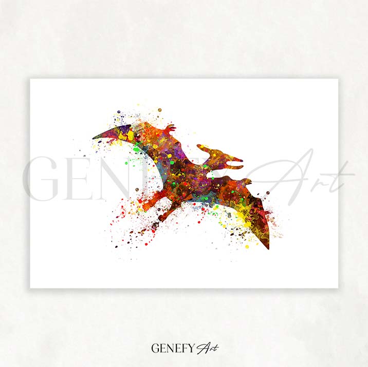 Dinosaur Pteranodon Watercolour Print - Genefy Art