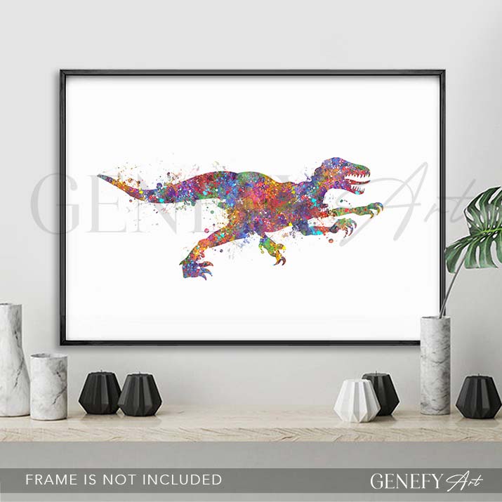 Dinosaur Raptor Watercolour Print - Genefy Art