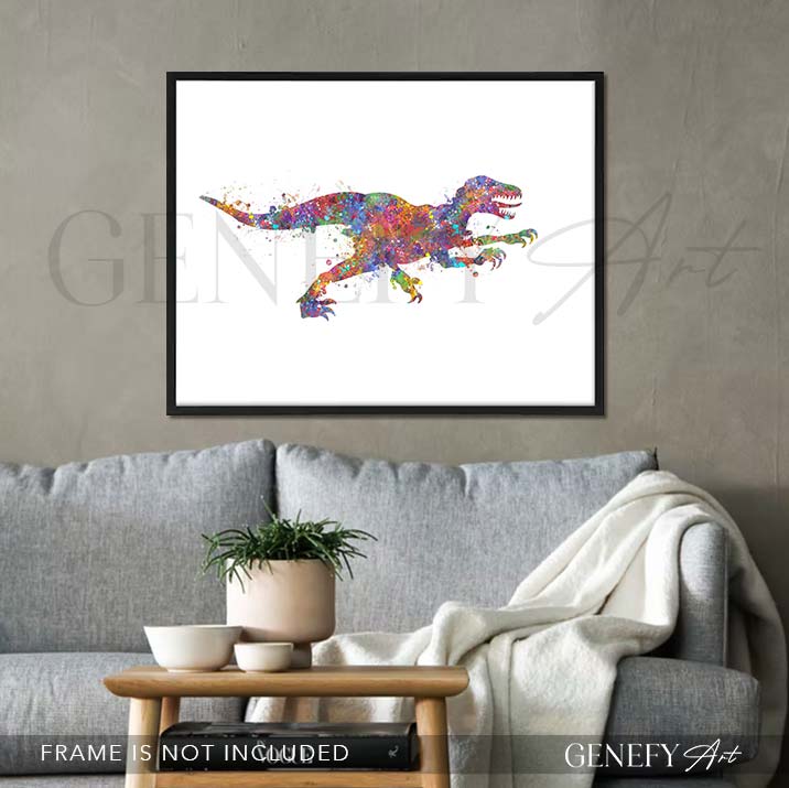 Dinosaur Raptor Watercolour Print - Genefy Art