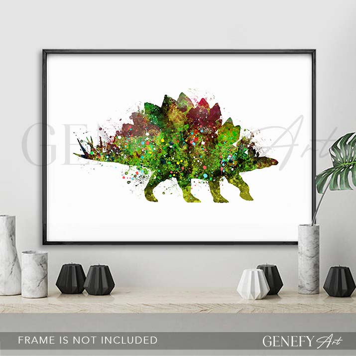 Dinosaur Stegosaurus Watercolour Print - Genefy Art
