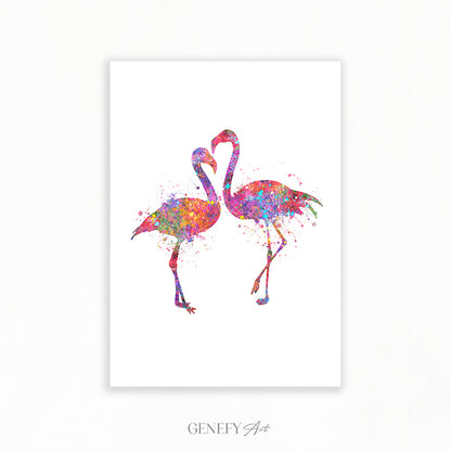 Flamingo Couple Watercolour Print