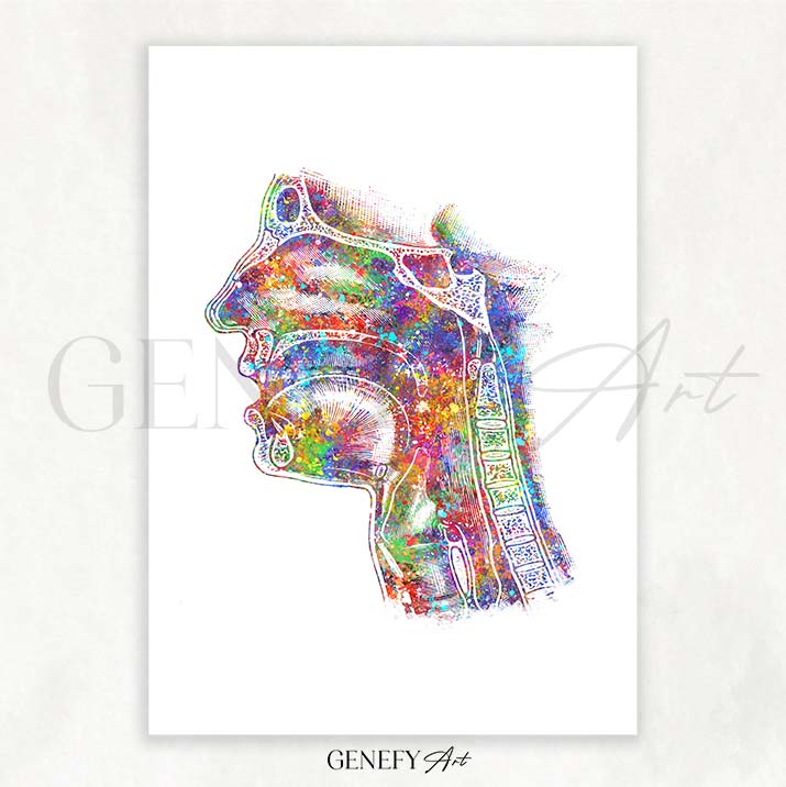 Human Respiratory System Watercolour Print - Genefy Art