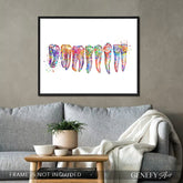 Teeth, Root, Molar, Incisor Watercolour Art Print
