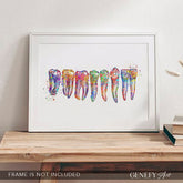 Teeth, Root, Molar, Incisor Watercolour Art Print