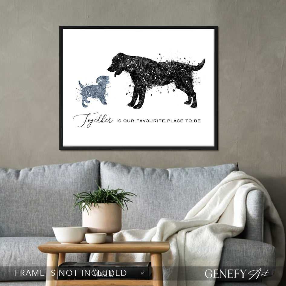 Labrador and Puppy Staffordshire Watercolour Art Print