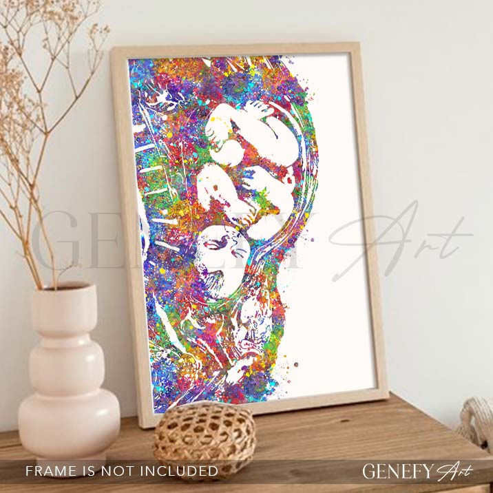 Pregnancy &amp; Fetus Watercolour Art Print