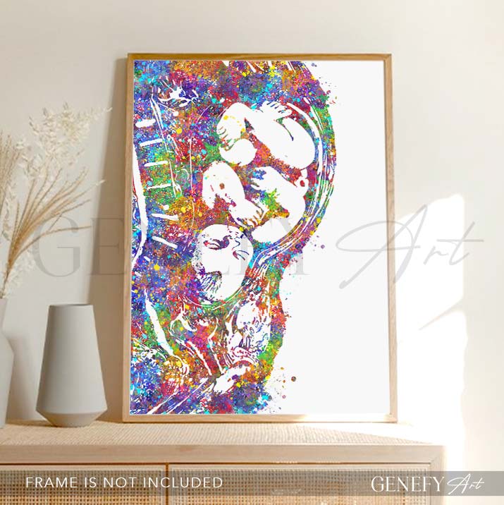 Pregnancy &amp; Fetus Watercolour Art Print