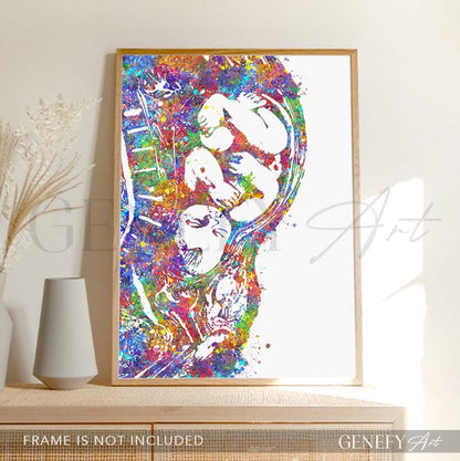 Pregnancy &amp; Fetus Watercolour Art Print
