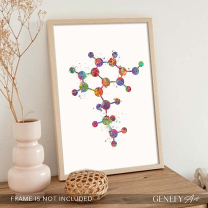 Serotonin Molecule Watercolour Art Print