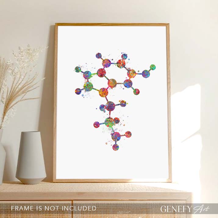 Serotonin Molecule Watercolour Art Print